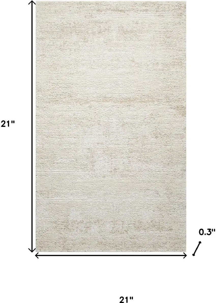 Cream And Gold Abstract Square Rug Photo 3