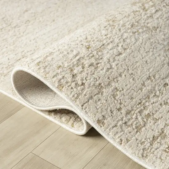 Cream And Gold Abstract Square Rug Photo 8