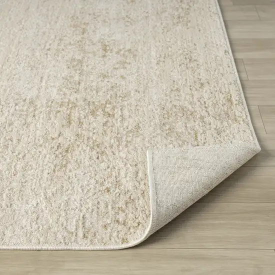 Cream And Gold Abstract Square Rug Photo 9