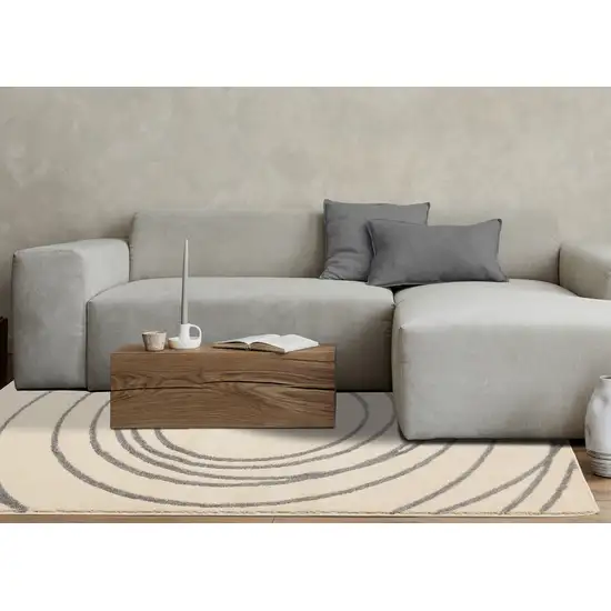 Cream And Gray Abstract Area Rug Photo 7