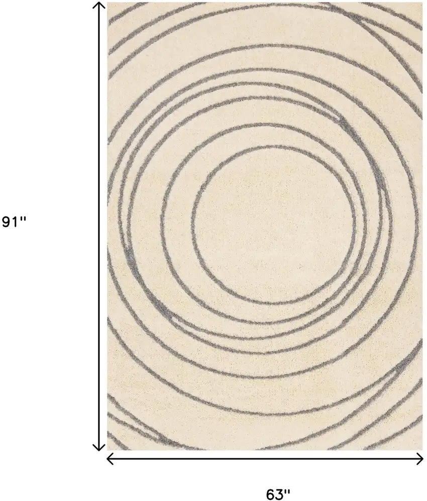 Cream And Gray Abstract Area Rug Photo 3