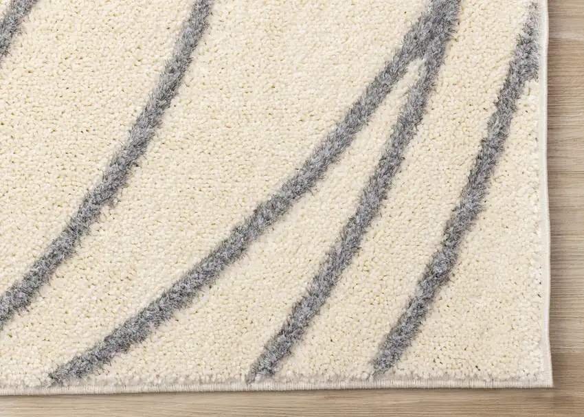Cream And Gray Abstract Area Rug Photo 9