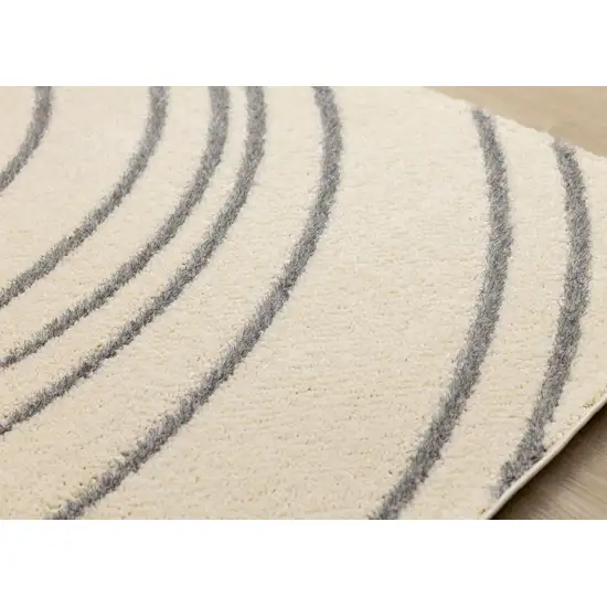 Cream And Gray Abstract Area Rug Photo 8