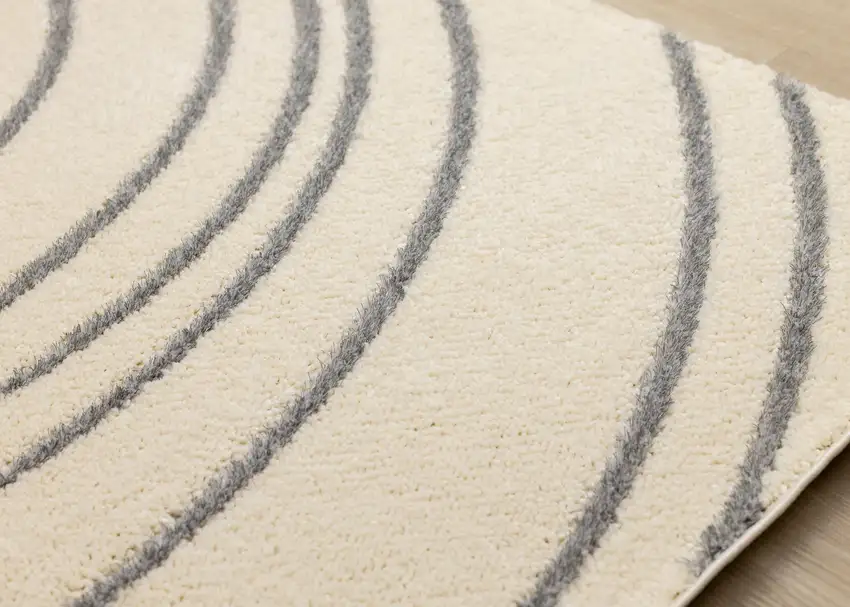 Cream And Gray Abstract Area Rug Photo 8