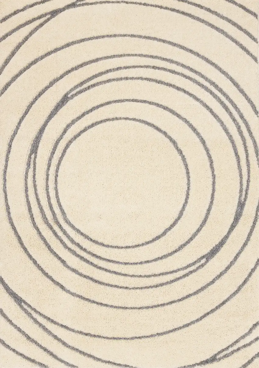 Cream And Gray Abstract Area Rug Photo 5