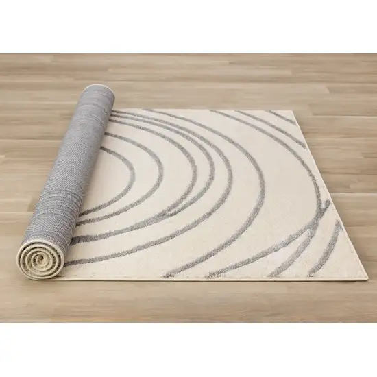Cream And Gray Abstract Area Rug Photo 9