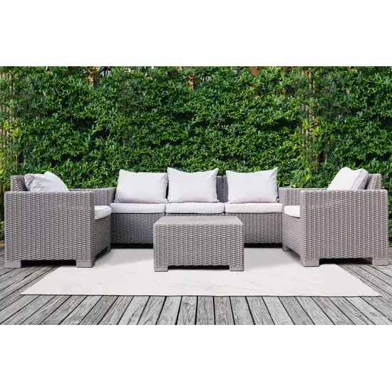 Cream And Gray Abstract Area Rug Photo 5