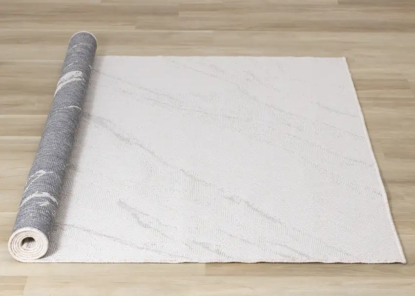 Cream And Gray Abstract Area Rug Photo 9