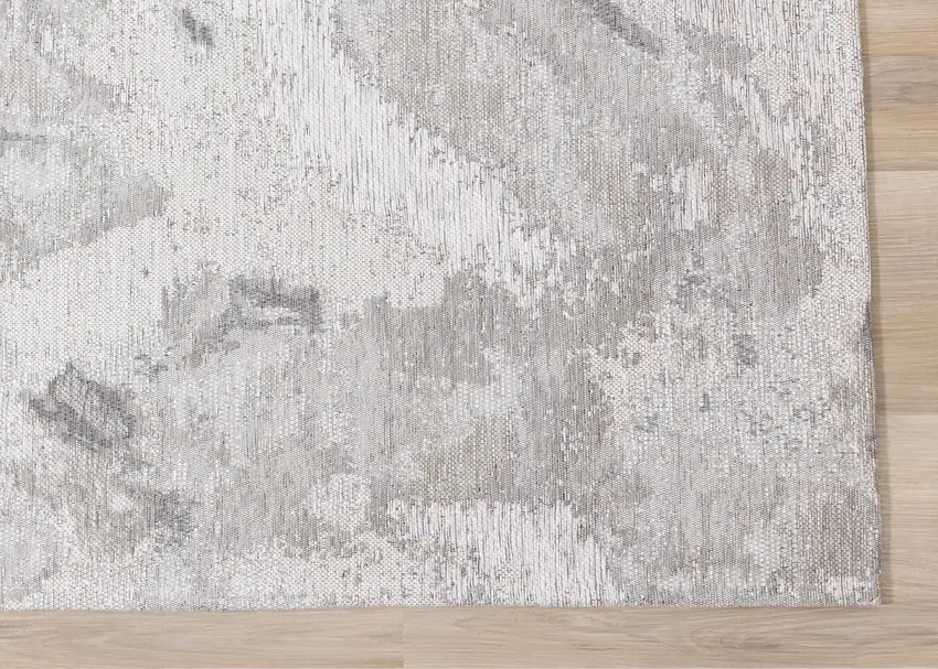 Cream And Gray Abstract Area Rug Photo 8