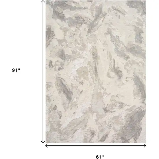 Cream And Gray Abstract Area Rug Photo 3