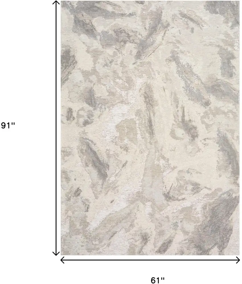 Cream And Gray Abstract Area Rug Photo 3