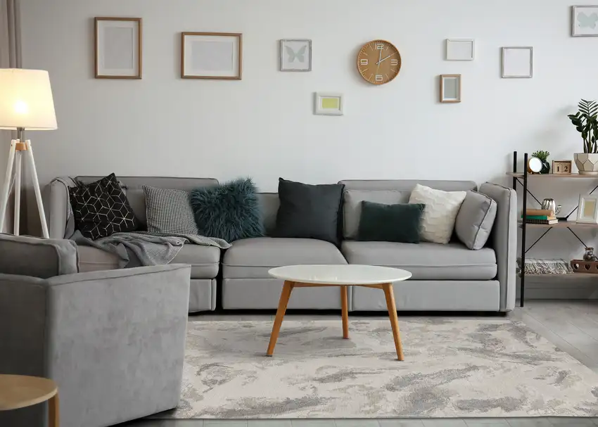 Cream And Gray Abstract Area Rug Photo 6