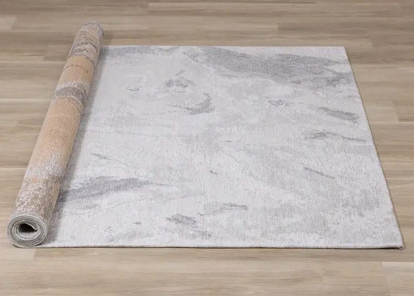 Cream And Gray Abstract Area Rug Photo 9
