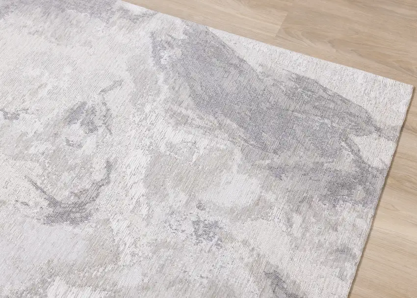 Cream And Gray Abstract Area Rug Photo 7