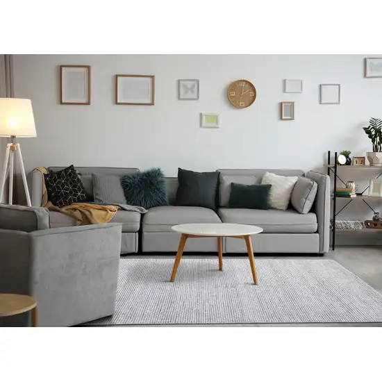 Cream And Gray Abstract Hand Woven Area Rug Photo 6