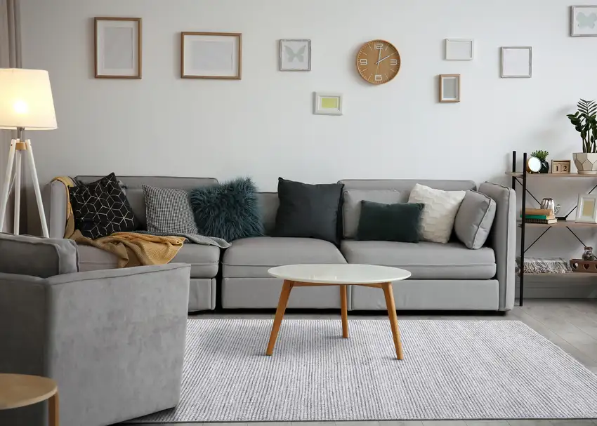 Cream And Gray Abstract Hand Woven Area Rug Photo 6