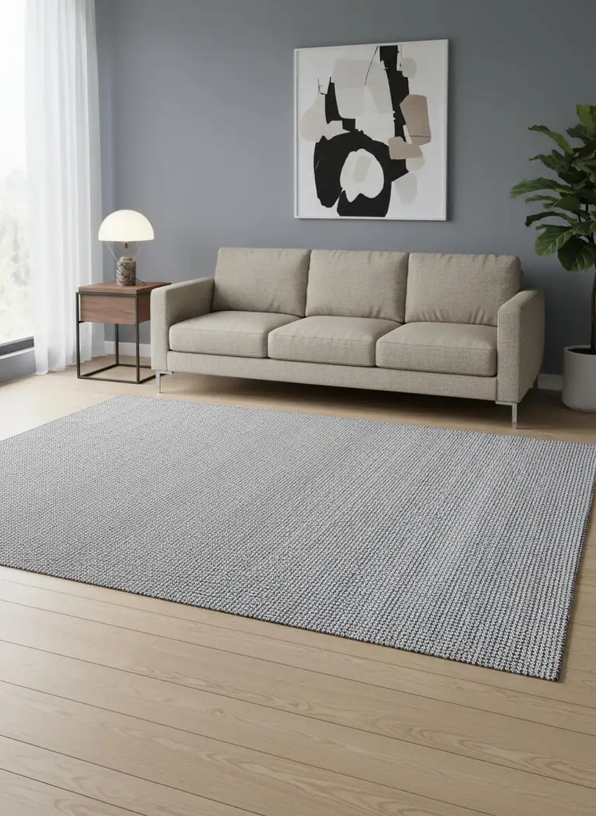 Cream And Gray Abstract Hand Woven Area Rug Photo 1