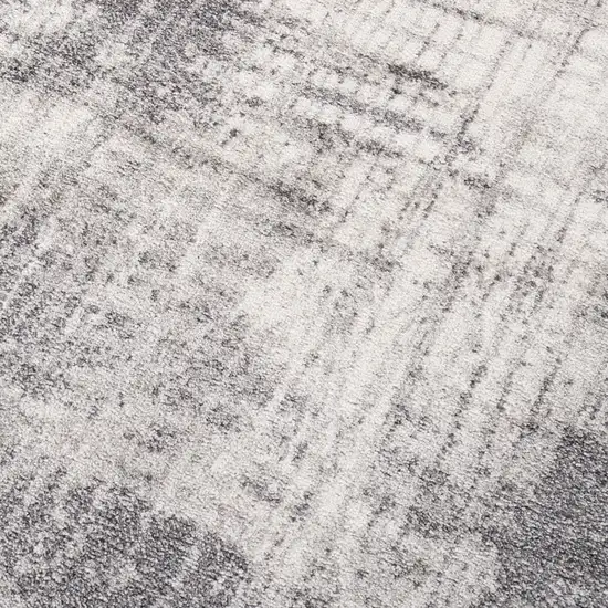 Cream And Gray Abstract Runner Rug Photo 9