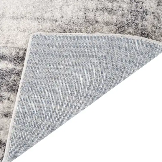 Cream And Gray Abstract Runner Rug Photo 8