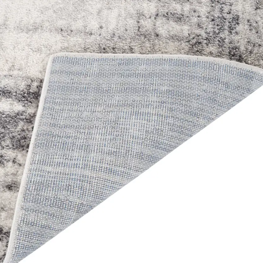 Cream And Gray Abstract Runner Rug Photo 8