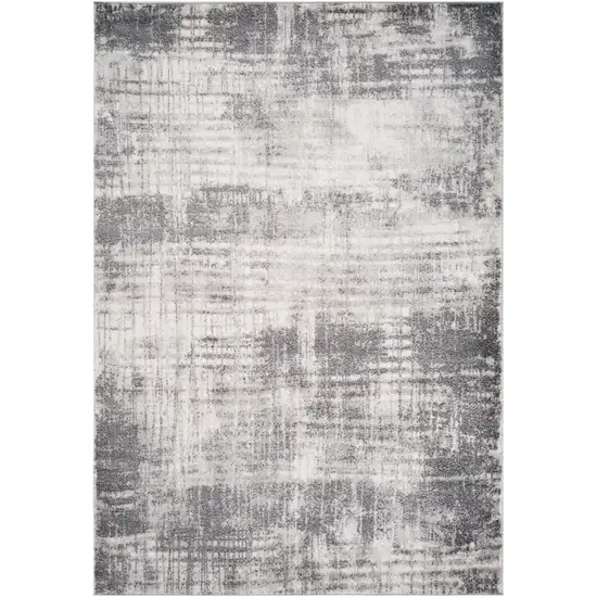 Cream And Gray Abstract Runner Rug Photo 3