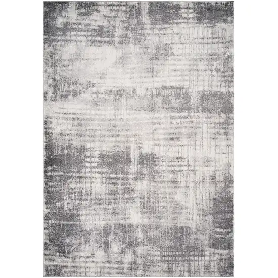Cream And Gray Abstract Runner Rug Photo 2