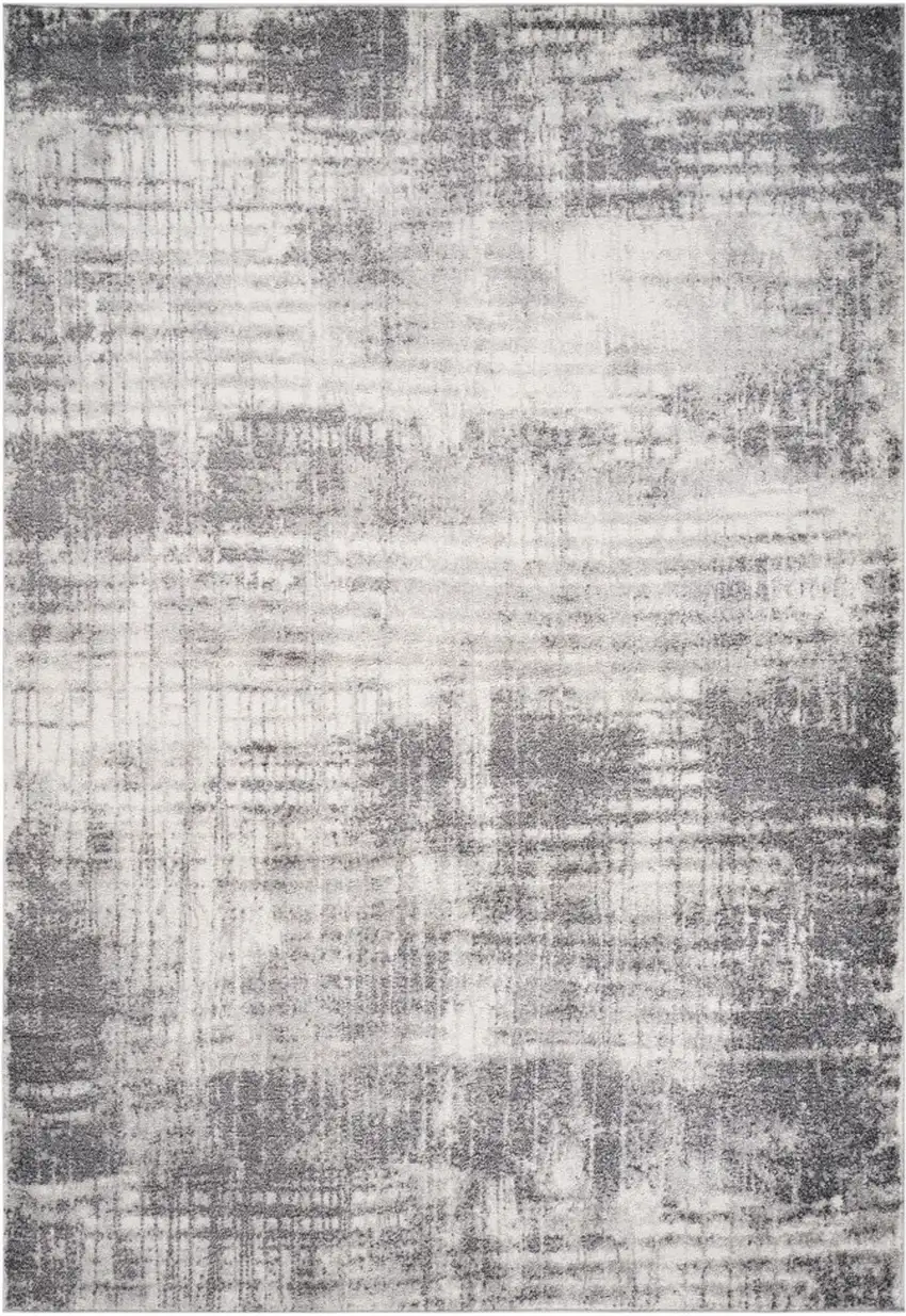 Cream And Gray Abstract Runner Rug Photo 4