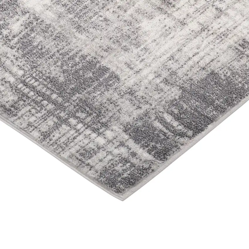 Cream And Gray Abstract Runner Rug Photo 7