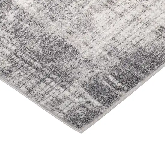 Cream And Gray Abstract Runner Rug Photo 7