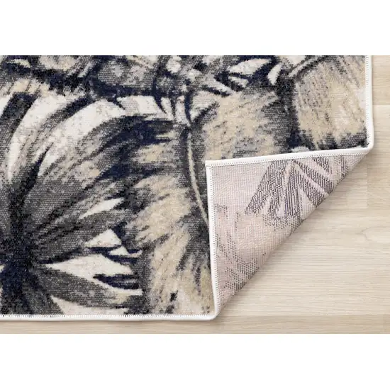 Cream And Gray Botanical Leaves Area Rug Photo 5