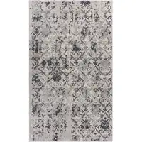 Photo of Cream And Gray Damask Stain Resistant Area Rug