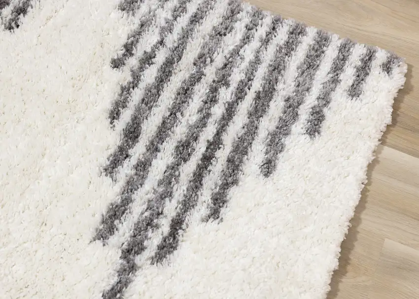 Cream And Gray Geometric Area Rug Photo 6