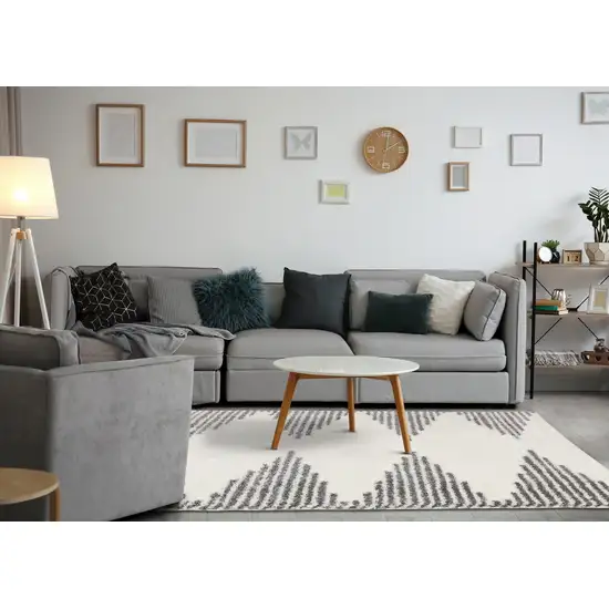 Cream And Gray Geometric Area Rug Photo 5