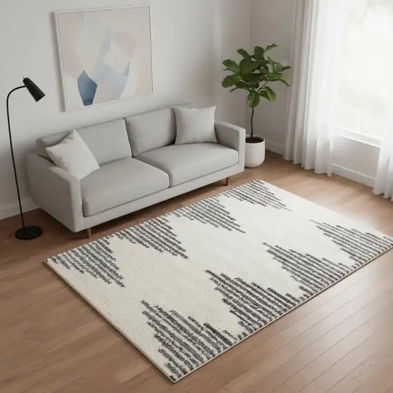 Cream And Gray Geometric Area Rug Photo 1
