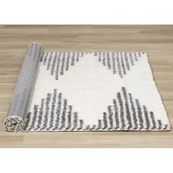 Cream And Gray Geometric Area Rug Photo 9