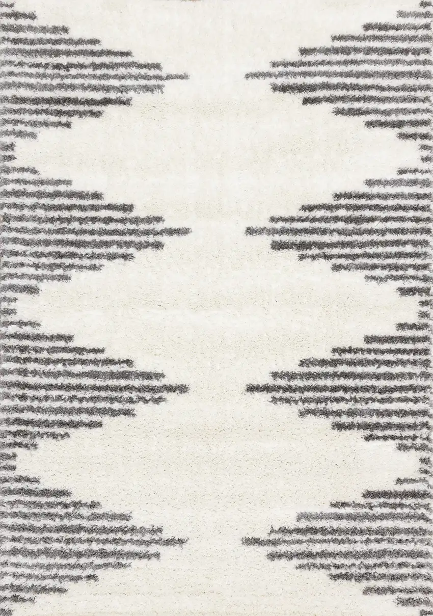 Cream And Gray Geometric Area Rug Photo 2