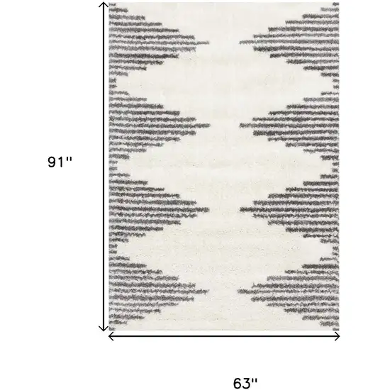 Cream And Gray Geometric Area Rug Photo 3