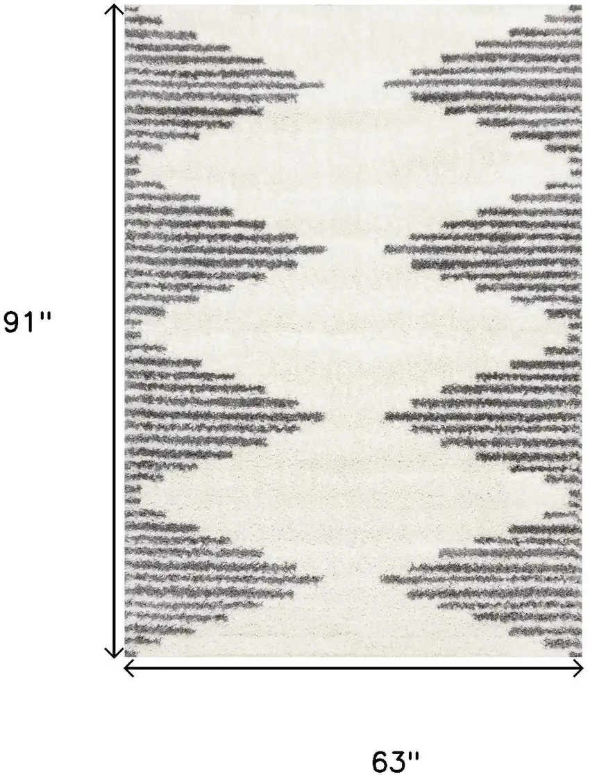 Cream And Gray Geometric Area Rug Photo 3