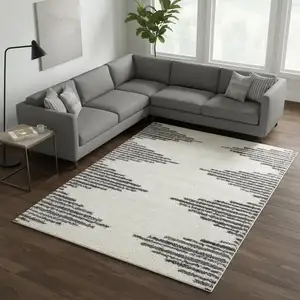 Photo of Cream And Gray Geometric Area Rug