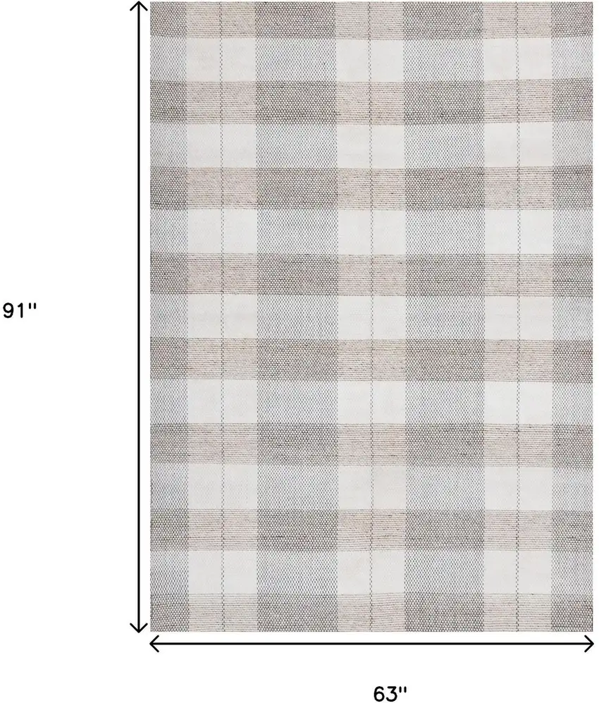 Cream And Gray Geometric Hand Woven Area Rug Photo 3