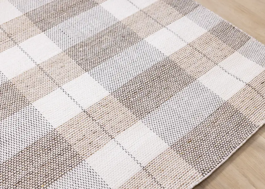 Cream And Gray Geometric Hand Woven Area Rug Photo 8