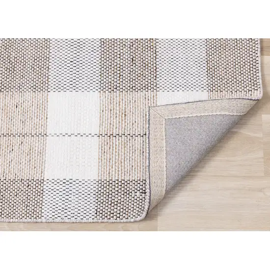 Cream And Gray Geometric Hand Woven Area Rug Photo 9