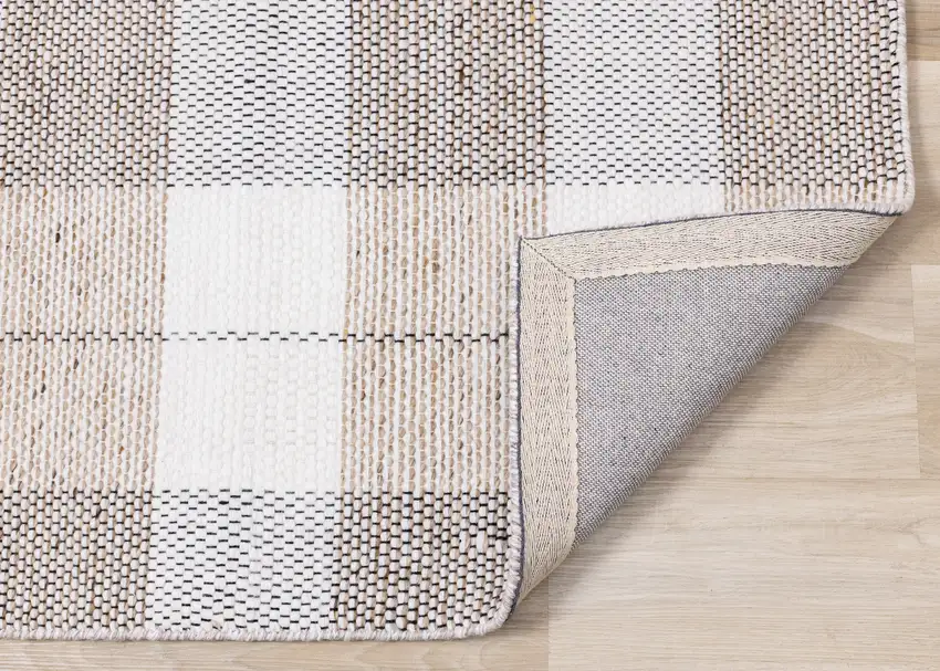 Cream And Gray Geometric Hand Woven Area Rug Photo 9