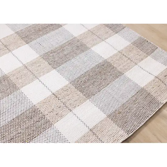 Cream And Gray Geometric Hand Woven Area Rug Photo 8