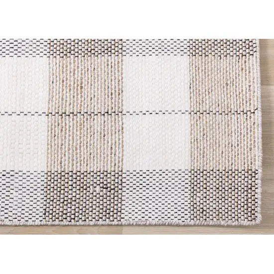 Cream And Gray Geometric Hand Woven Area Rug Photo 9