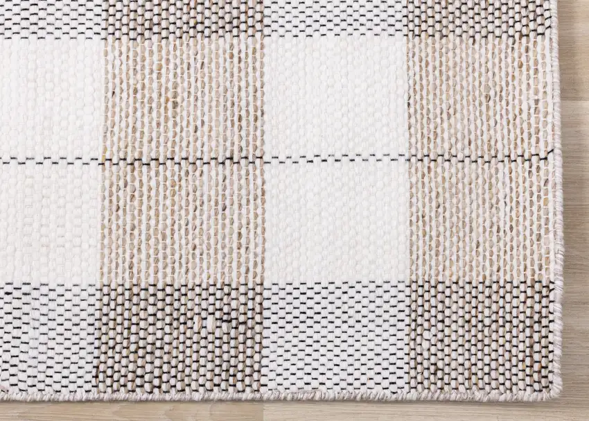 Cream And Gray Geometric Hand Woven Area Rug Photo 9