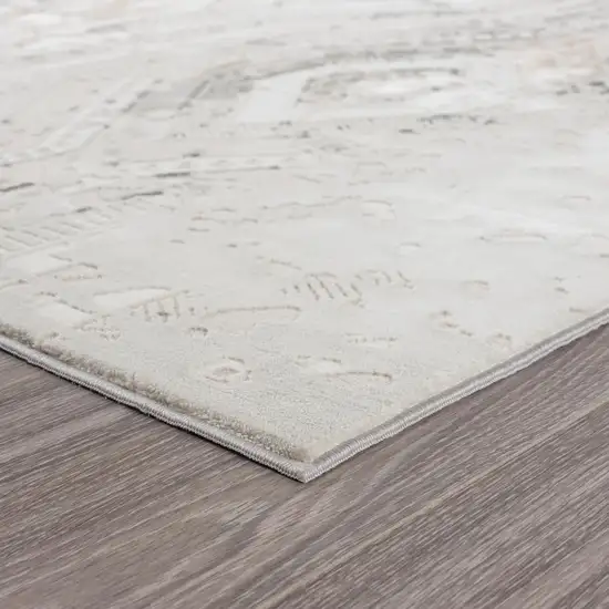 Cream And Gray Ikat Area Rug Photo 3