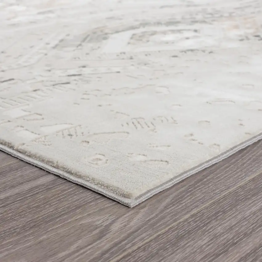 Cream And Gray Ikat Area Rug Photo 3