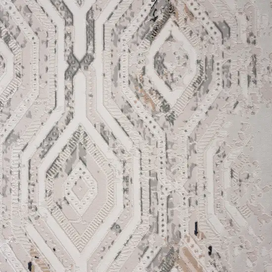 Cream And Gray Ikat Area Rug Photo 6