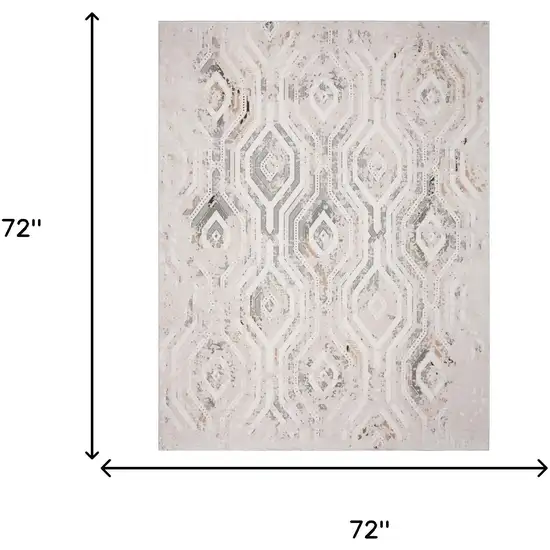 Cream And Gray Ikat Area Rug Photo 7